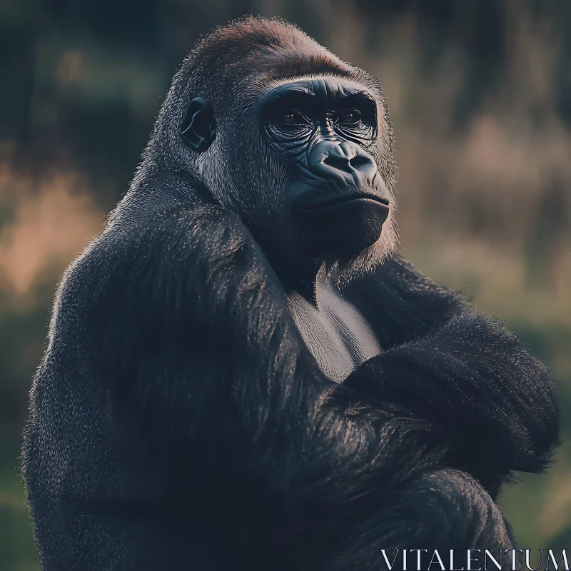 AI ART Gorilla in Contemplative Pose