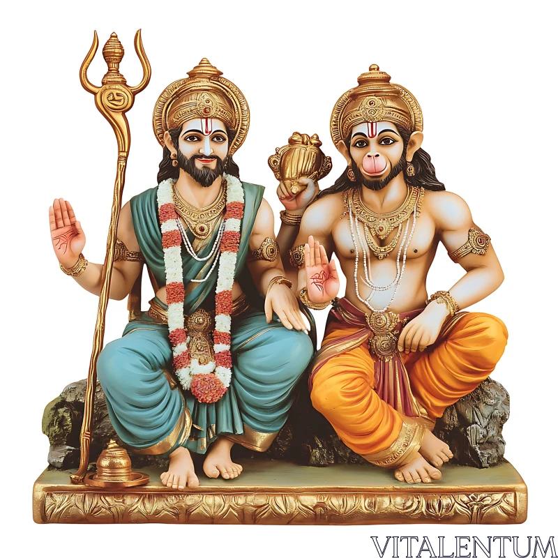 AI ART Ornate Figures of Hindu Gods with Divine Ornaments