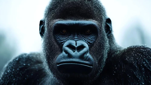 Powerful Primate Portrait Against a Blurred Background