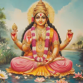Hindu Deity Amidst Nature
