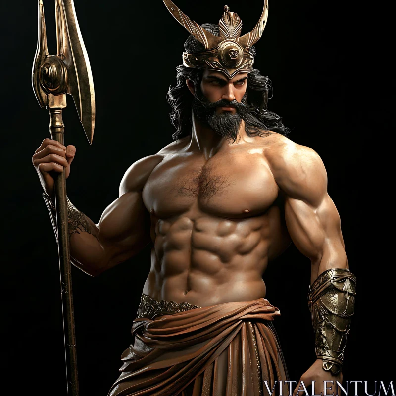 Muscular Roman God with Spear