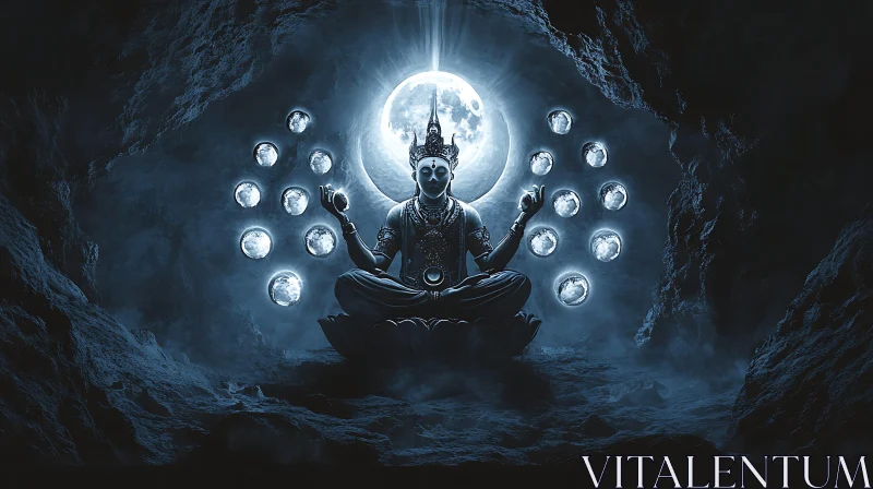 Meditative Deity Illuminated by Moon Meditative Deity Illuminated by Moon