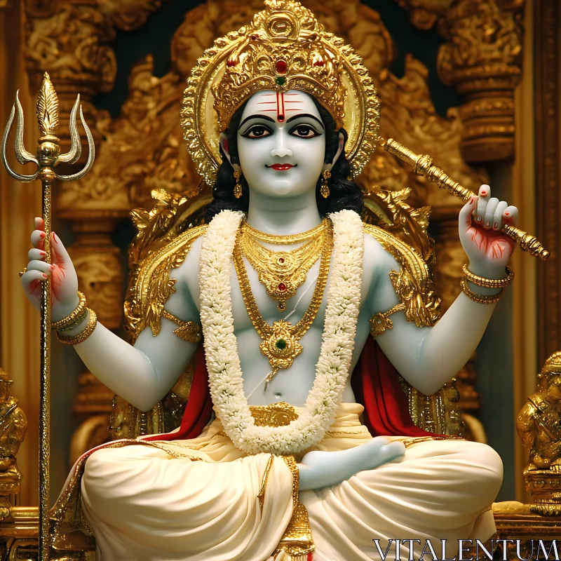 Hindu Deity with Trident and Garland AI Image
