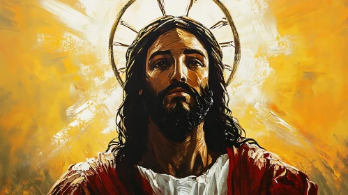 Symbolic Painting of Jesus Christ with Halo