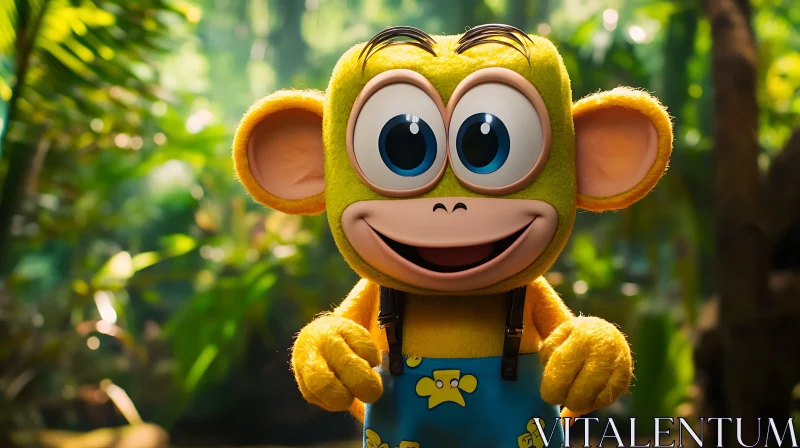 AI ART Cute Animated Monkey in a Jungle Setting