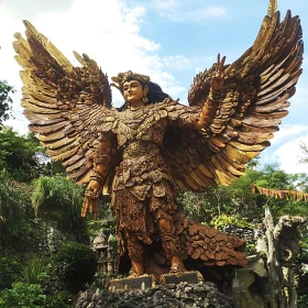 Winged Mythological Statue Displaying Commanding Presence