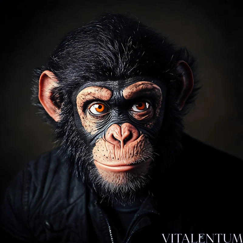 Detailed Chimpanzee Portrait AI Image