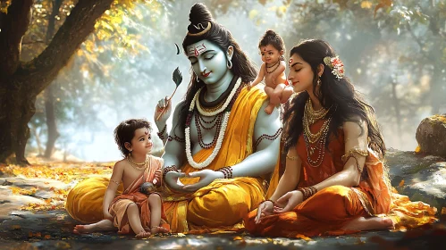 Harmonious Moment Among Deities in Nature