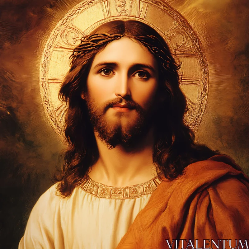 AI ART Holy Image of Jesus with Radiant Halo