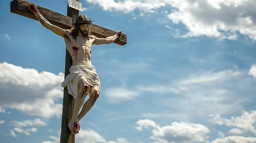 Jesus on the Cross Under a Clouded Sky