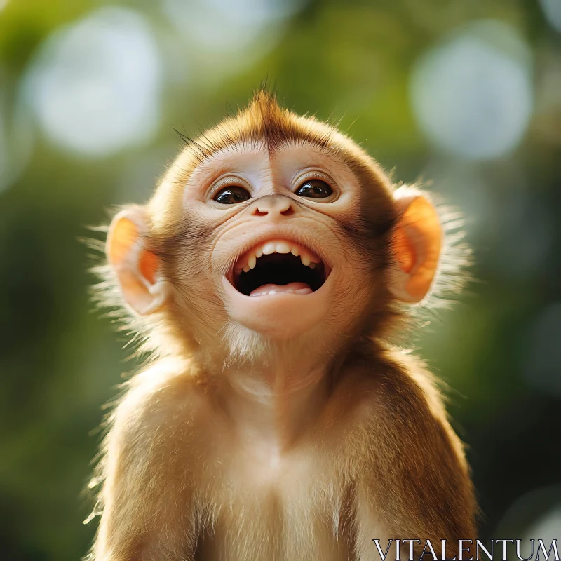 AI ART Delighted Baby Monkey in Nature