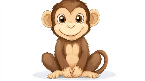 Charming Cartoon Monkey with Expressive Eyes