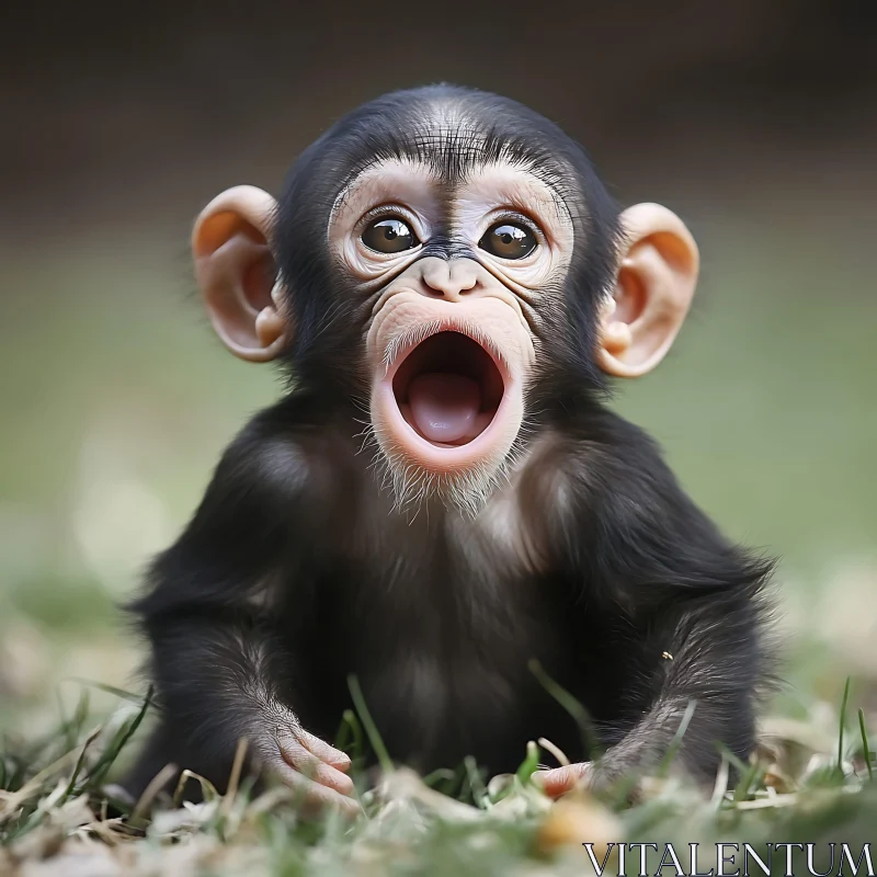 Charming Young Monkey in Natural Habitat AI Image