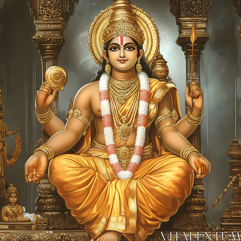 Ornate Divine Deity in Gold AI Image