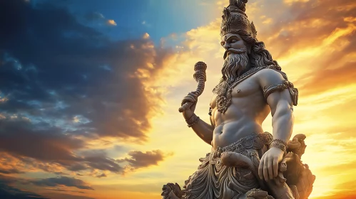 Mythical God Statue During Sunset