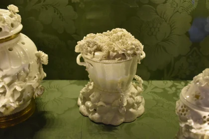 Ornate Porcelain Art with Floral Detailing