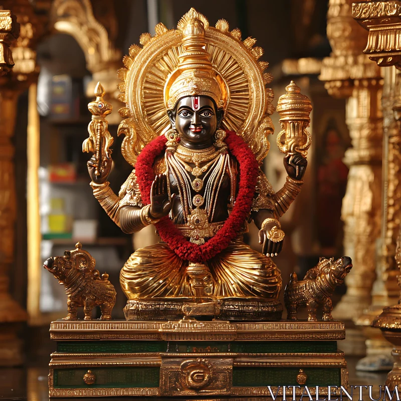 Regal Sculpture of a Deity Adorned with Ornaments AI Image