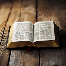 Vintage Book with Text on Wooden Surface