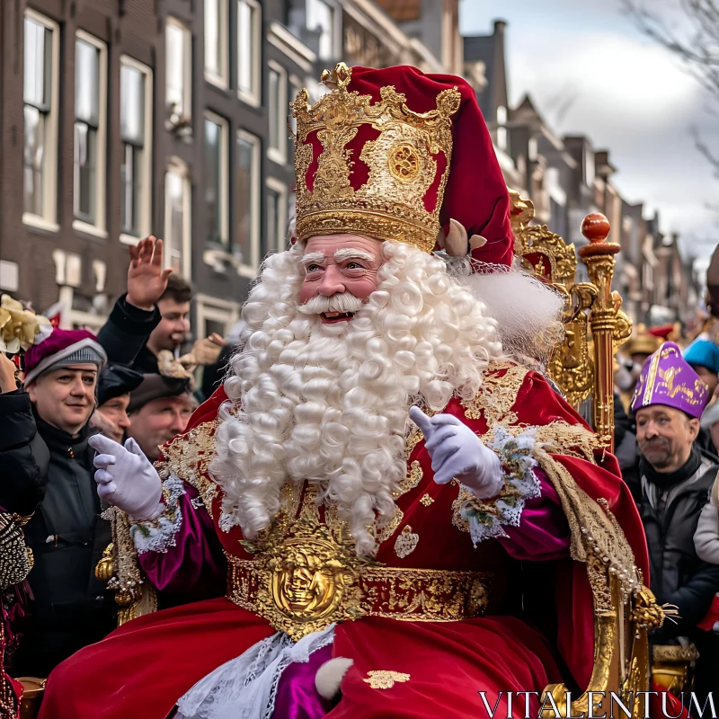 Joyful Urban Parade with Majestic Attire AI Image