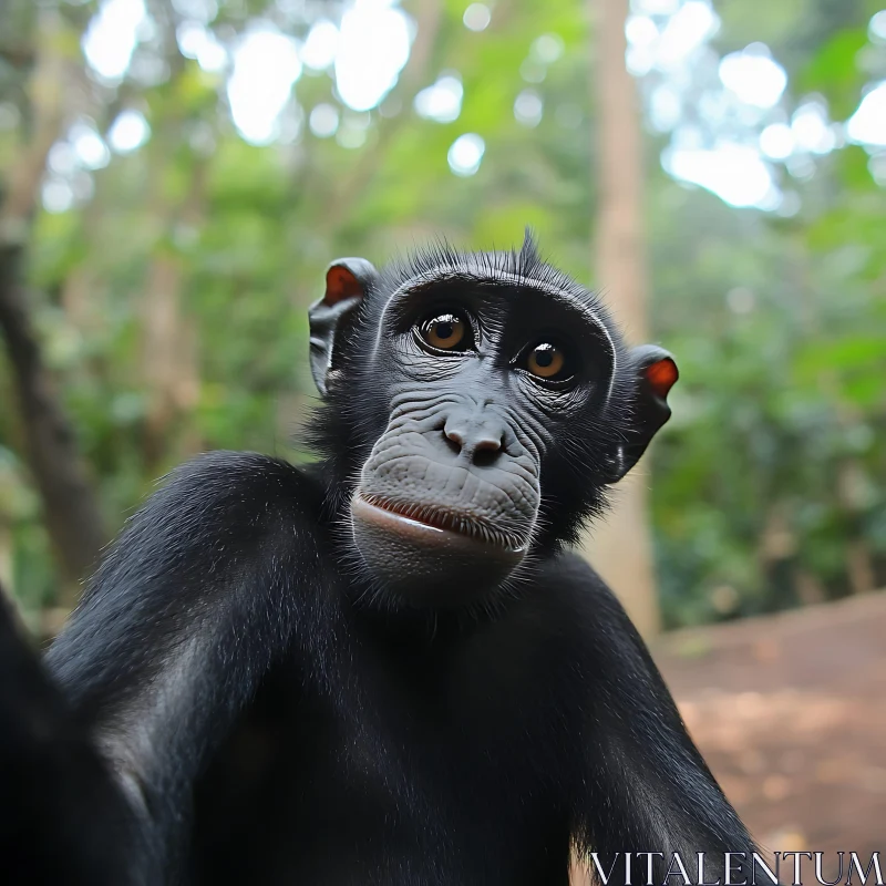 Wildlife Photography: Black Monkey in Nature AI Image