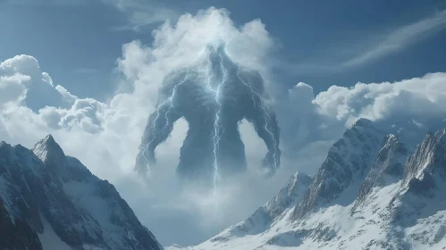 A Colossal Cloud Giant in Mountainous Terrain