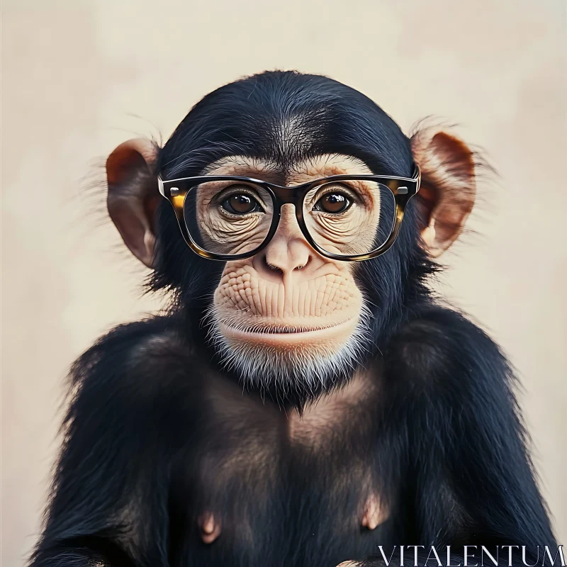 AI ART Chimpanzee with Glasses - Close-Up Portrait