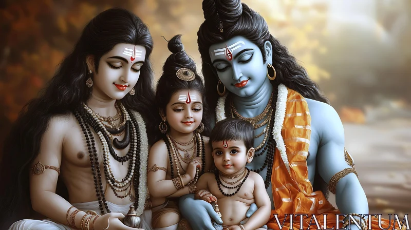 Divine Hindu Family Portrait AI Image