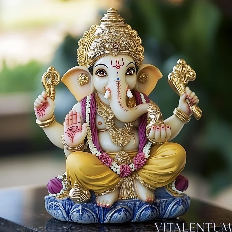 Ganesha Deity Statue with Intricate Details AI Image