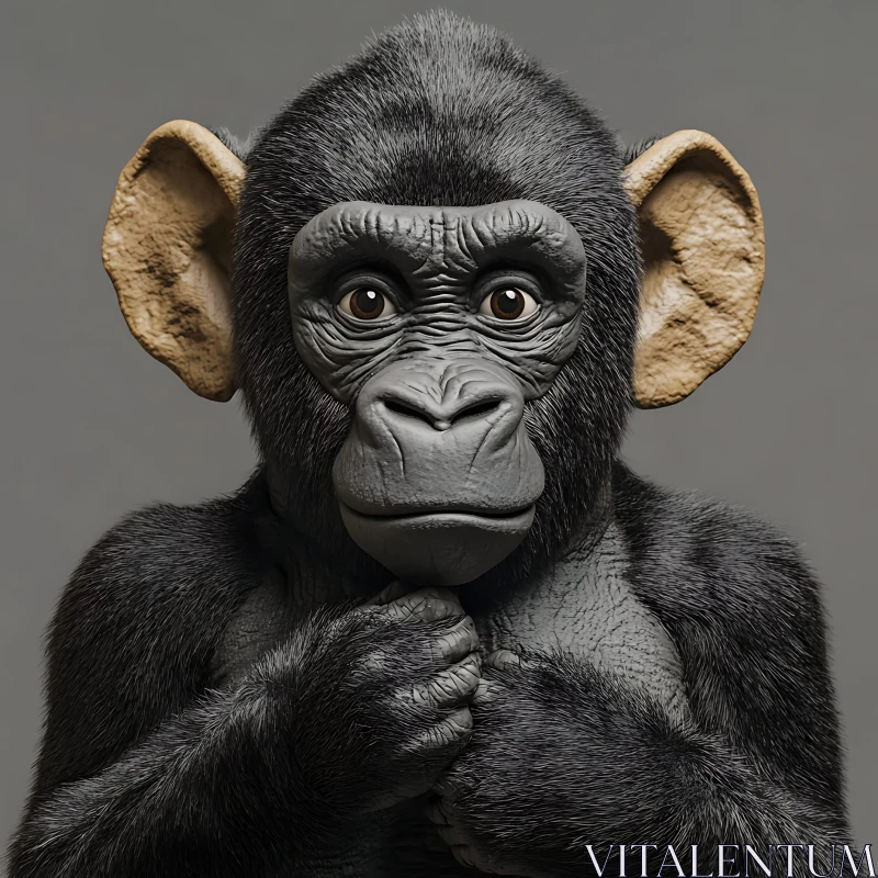 Adorable Infant Gorilla with Captivating Expression AI Image