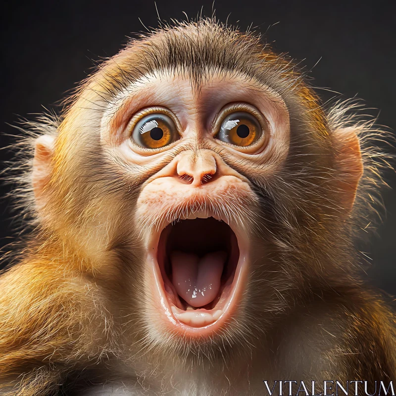 AI ART Surprised Monkey Close-Up