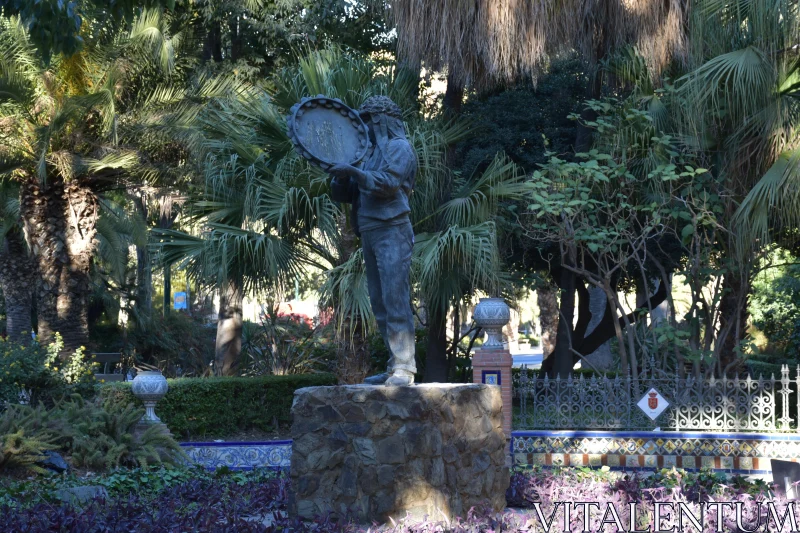 PHOTO Statue Amidst Garden Palms