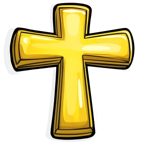 Stylized Golden Cross Symbol Art