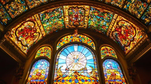 Exquisite Stained Glass Patterns in a Cathedral Setting