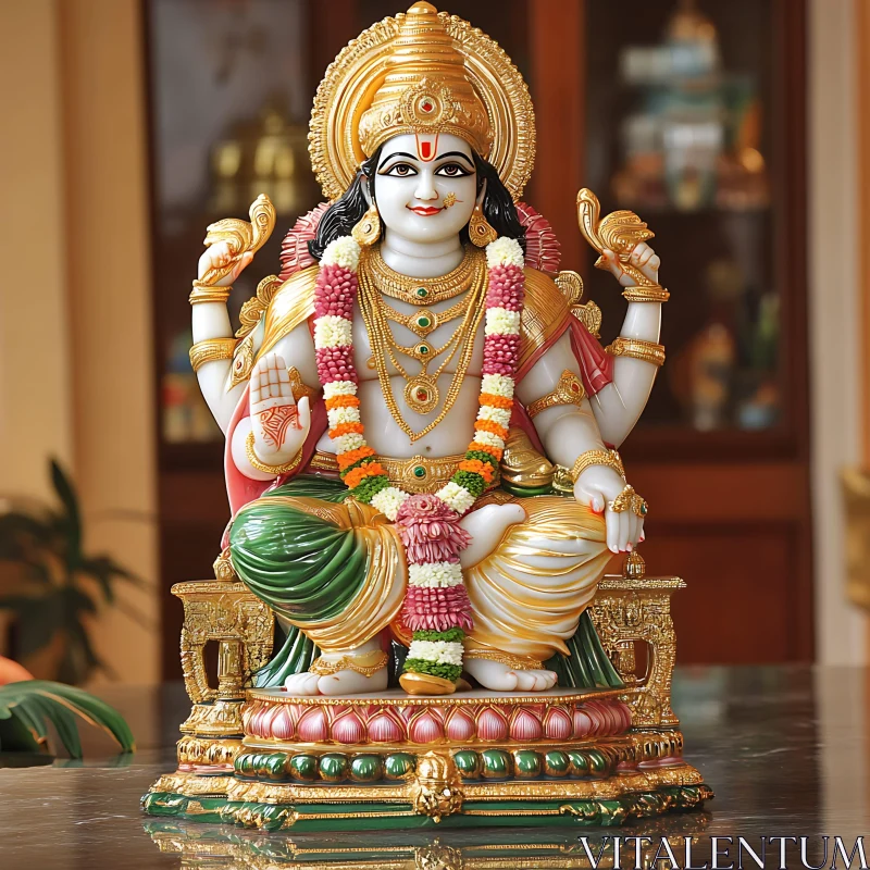 Hindu God Figure in Traditional Decor AI Image