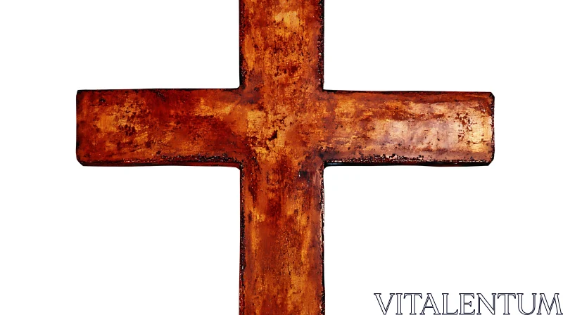 Aged Wooden Cross Symbol Art AI Image