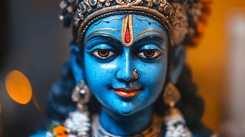 Serene Blue Statue with Ornate Decorations