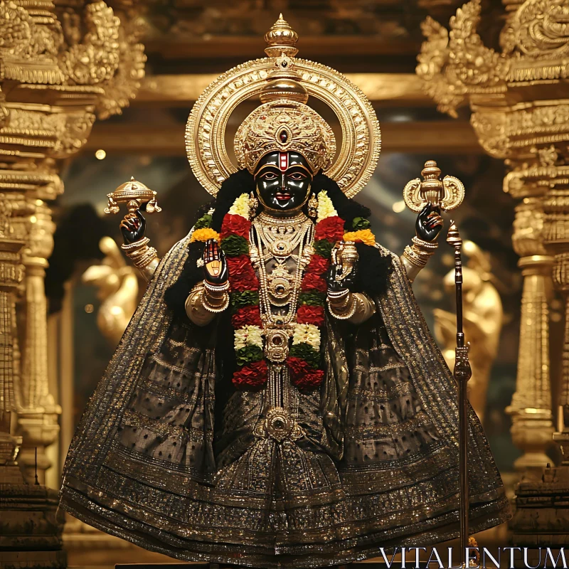 Ornate Deity Statue in Indian Temple AI Image