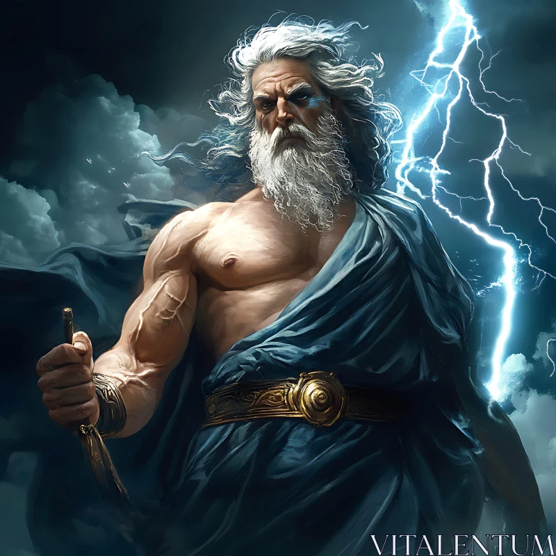 Mythological God with Lightning AI Image