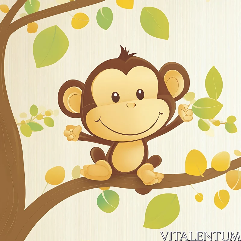 AI ART Happy Monkey Illustration