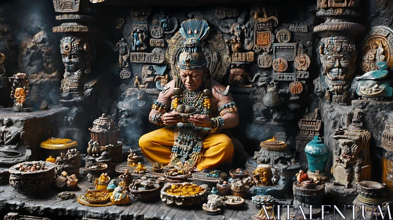 Ancient Rituals of the Maya Aztec Civilization AI Image