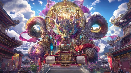 Majestic Dragon in Traditional Temple Setting