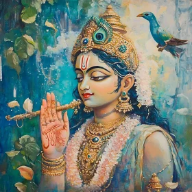 Elaborate Divine Artwork with Flute