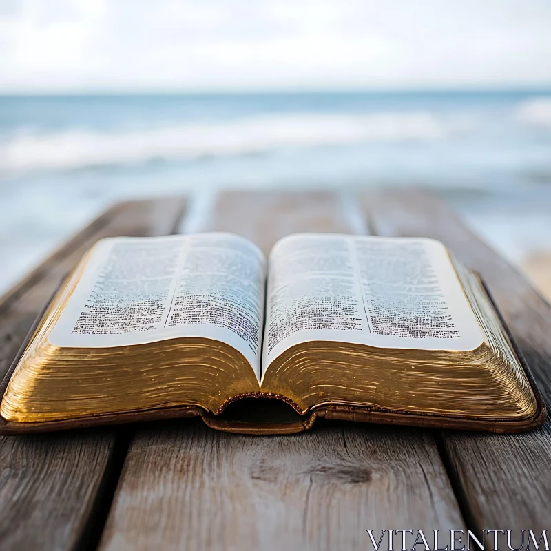 Reading on a Beach AI Image