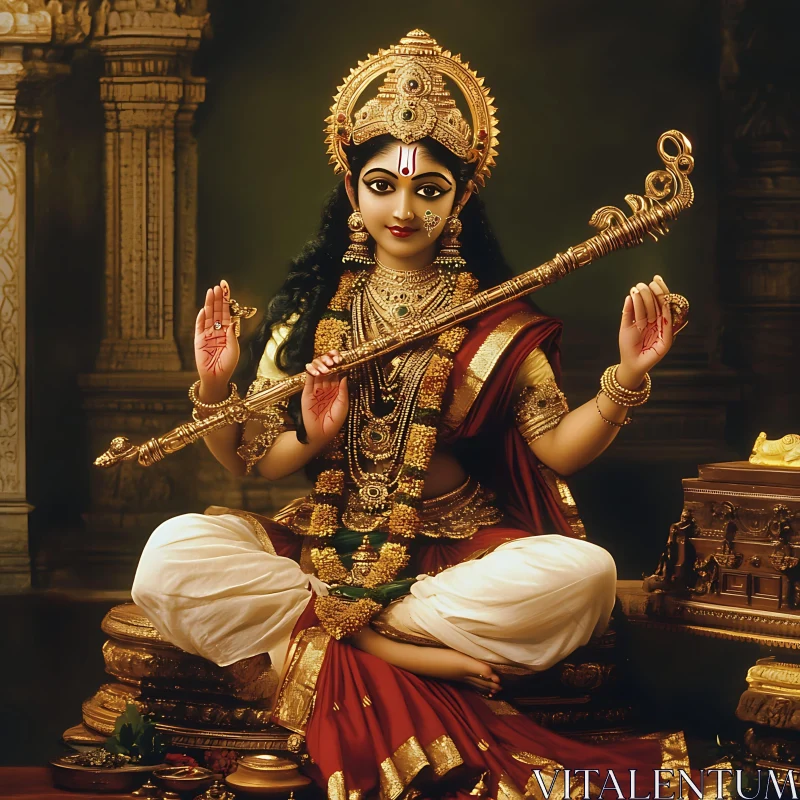 Divine Hindu Deity in Traditional Attire AI Image