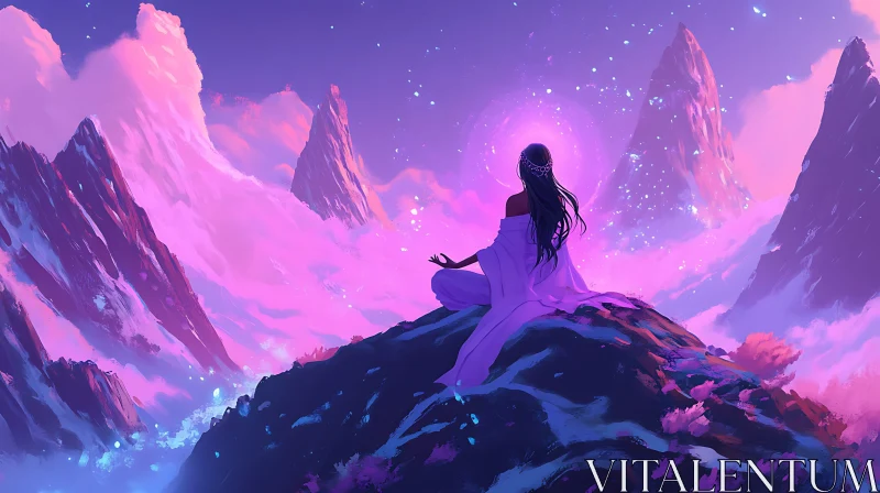 Mystical Mountain Meditation Scene AI Image