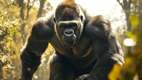 Mighty Gorilla in Forest Scenery