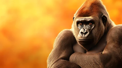 Portrait of Gorilla with Intense Gaze