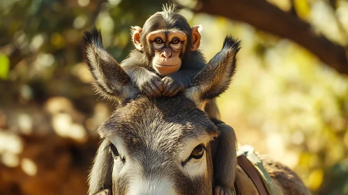 Baby Monkey on Donkey: An Endearing Animal Friendship