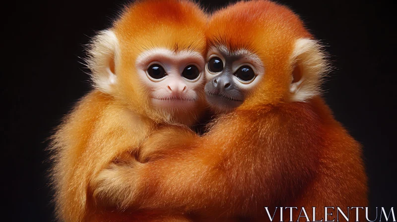 Heartwarming Baby Monkeys Embracing AI Image