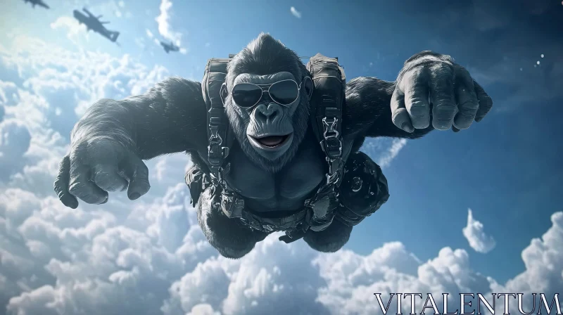 Skydiving Gorilla Adventure AI Image